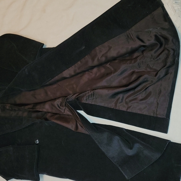 VTG coat Weathervane trenchcoat black curduroy long black two button closure - Picture 4 of 7